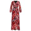 Plus Size Women's V-Neck Print A-Line Chiffon Dress