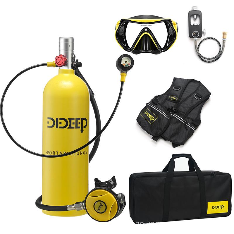 DIDEEP X5000Pro 2L Diving Snorkeling Kit with Scuba Oxygen Tank and Pressure Gauge