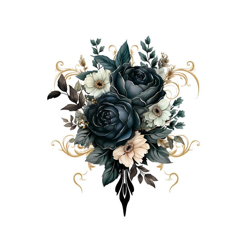 Blau Gold Blumen Wandaufkleber