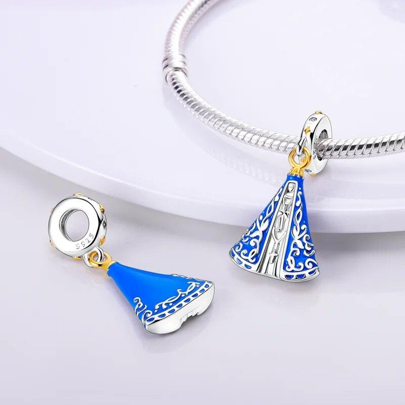 925 Sterling Silver Our Lady Charms Bead The Virgin Mary Dangle Fit Original Fashion Bracelet Necklace Pendants Jewelry Marking