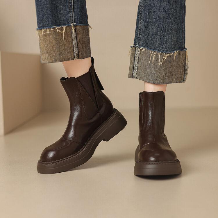 Fashion New Autumn Winter Women Boot Platform Shoes for Women Round Toe Short Boots Fashion Boots Chunky Heel Knight Boots Handmade