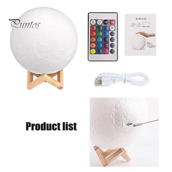 Lampă pentru lună cu bază din lemn Design cu 16 culori RGB Senzor tactil reîncărcabilă 3D Lumină de noapte cu lună Decor dormitor