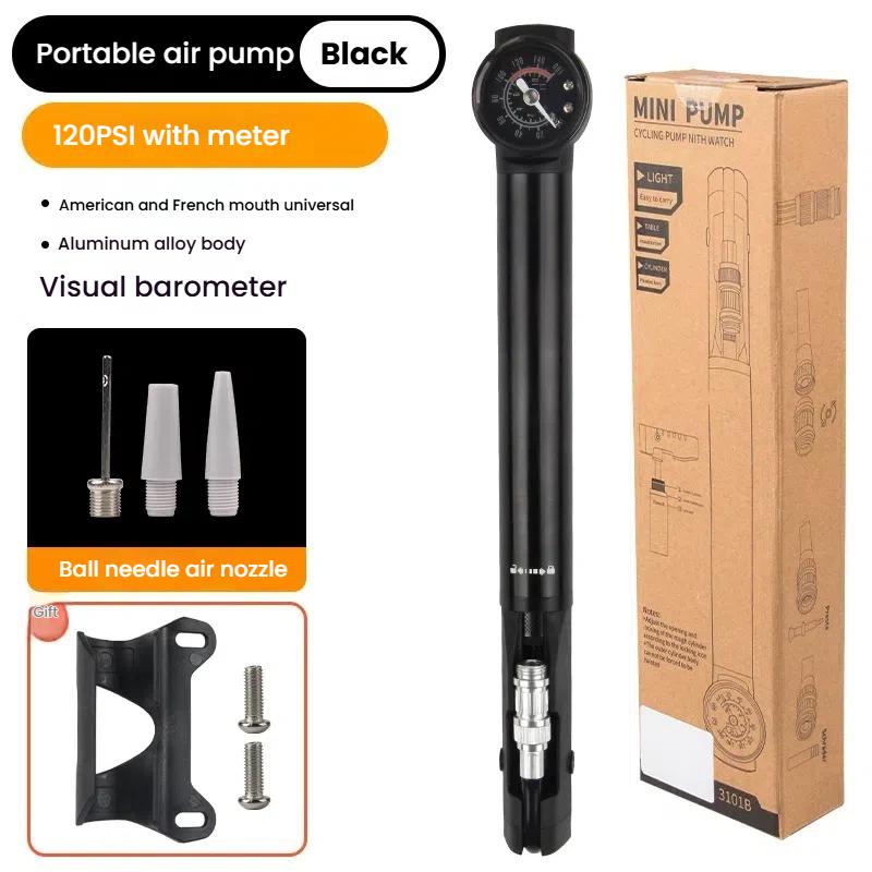 High-Pressure Portable Mini Bicycle Pump with Gauge Schrader Presta Valve Air Inflator for Bike Air Shock Pump