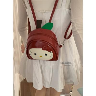 Korean Version of Cute Cartoon Cat Casual Small Backpack Bag Women's 2025 New Fashionable Red Backpack Student Schoolbag