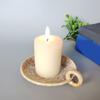 Minimalist Round Ceramic Candle Plate Decorative Retro Style Candlelight Stand with Handle Candle Holder Anniversary