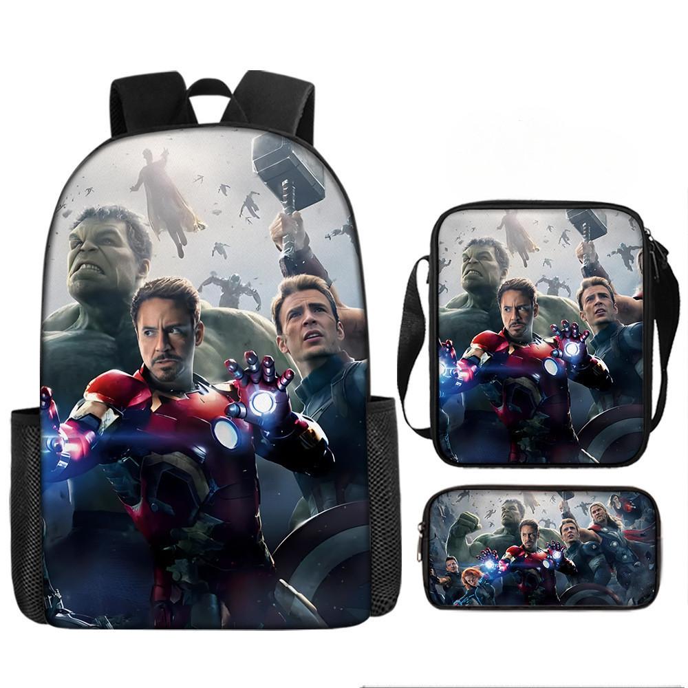 Printed Avengers The Backpack Set Oxford Fabric Pencil Case Essentials School