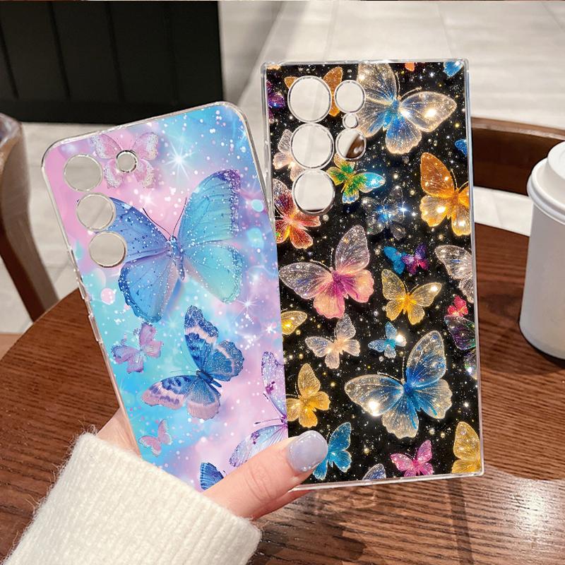 Clear Flowers Pattern Phone Case For Samsung Galaxy S26 S25 S24 S23 Ultra S22 Plus S24 S21 FE S25 Edge Shockproof TPU Soft Cover