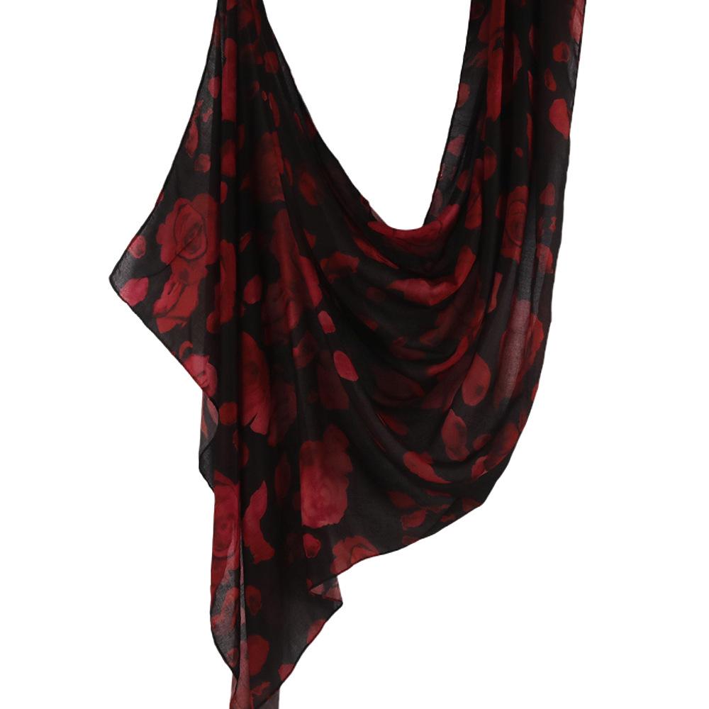 "Ethnic Watercolor Modal Cotton Shawl Satin Print Scarf for Women"