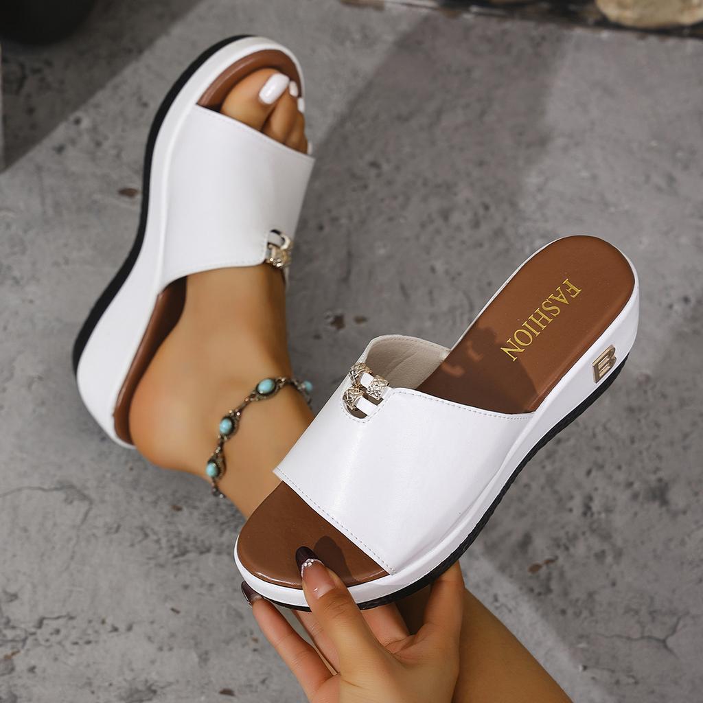 Fashion Summer Slippers Women 2025 Big Size Platform Wedges Sandals Slippers Non-Slip Open Toe Flip Flops Ladies Comfortable Beach Shoes