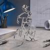 Art Sculpture Bicycle Rider Model Metal Construction Desktop Bicycle Decor  For Home Office