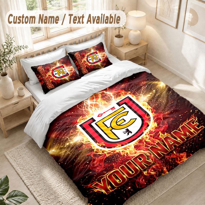 Gepersonaliseerde Naam Beddengoed Set 3 DelenUnion Berlin FC Print Dekbedovertrek + 2 Kussenslopen Zachte Bed Decoratie