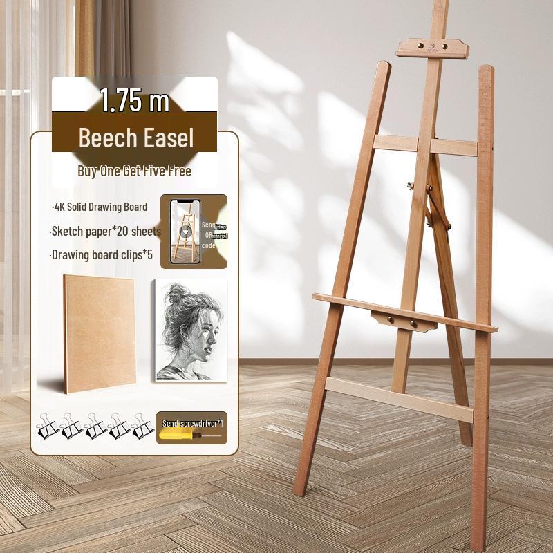 Cavalletto in Legno del Mali: Ideale per Studenti d'Arte, Pittura a Olio, Schizzi, Disegni 4K, con Cassetto e Supporto Espositore.