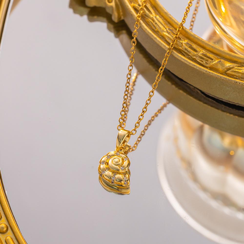Damen Mädchen Mode Meerestiere Halskette Edelstahl Kette Glänzend Zirkon Seestern Muschel Oktopus Schmuck Zubehör Geschenke