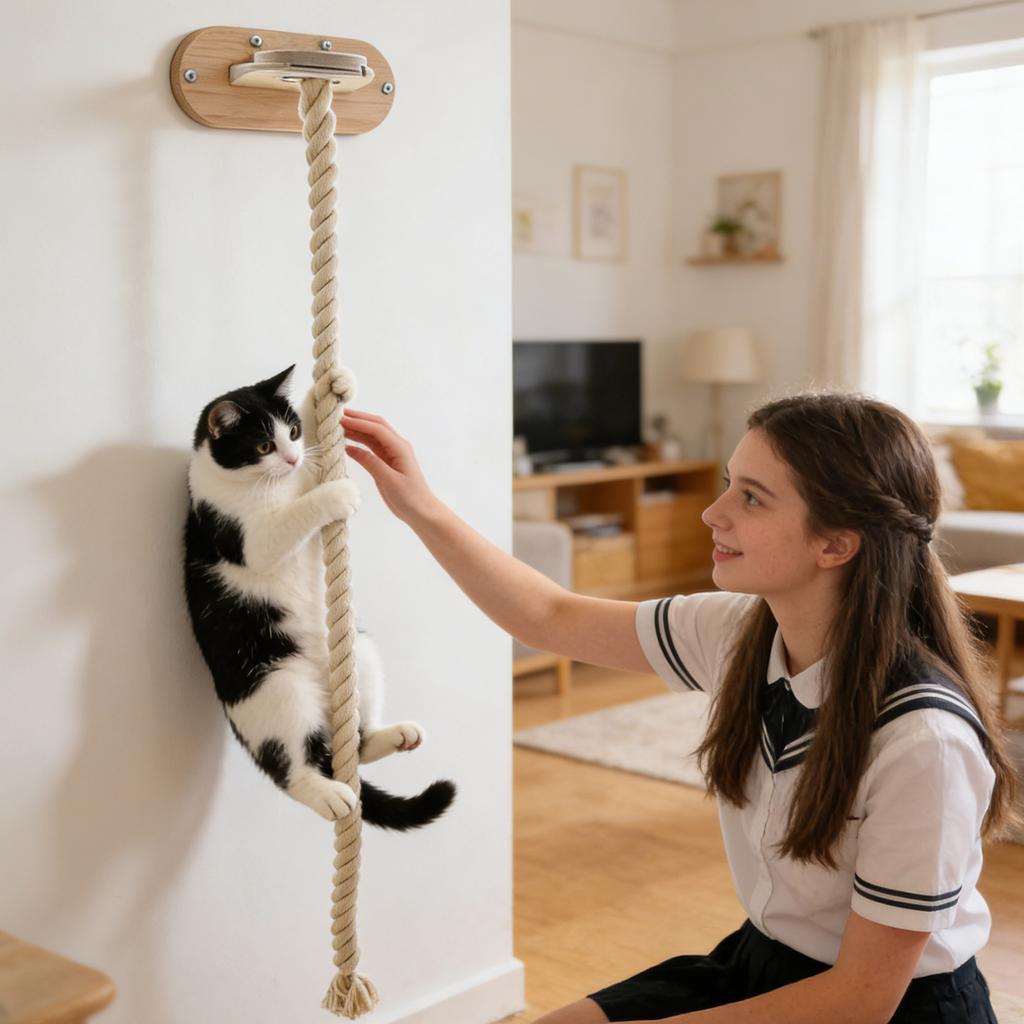 Dřevěné Nástěnné Přísavkové Šplhací Lano Pro Malé Bytové Jednotky, Prostorově Úsporná Závěsná Hračka Pro Zábavu A Šplhání