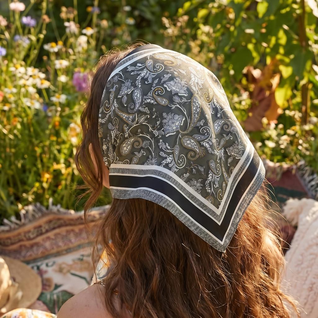 Women's Scarf Hijab Square Headscarf Bandana Handkerchief Silk Scarves Woman Female Windproof Wraps Neckerchief Festival