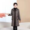 Women's Mid-Length Plaid Cotton Jacket - Maternity & Plus Velvet for Autumn/Winter Warmth, Over-the-Knee Style for Middle-Aged & Elderly
