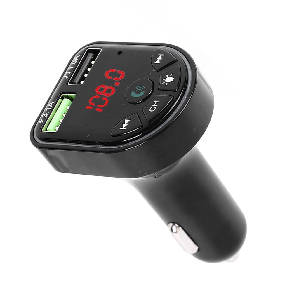 Transmisor Bluetooth Luz Ambiental Integrada Carga Rápida Llamadas Manos Libres Reproductor de Música MP3 para Coches