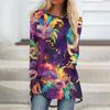 Women's Fashionable Round Neck Raglan Long Sleeved Carnival Printed Casual Pullover Top