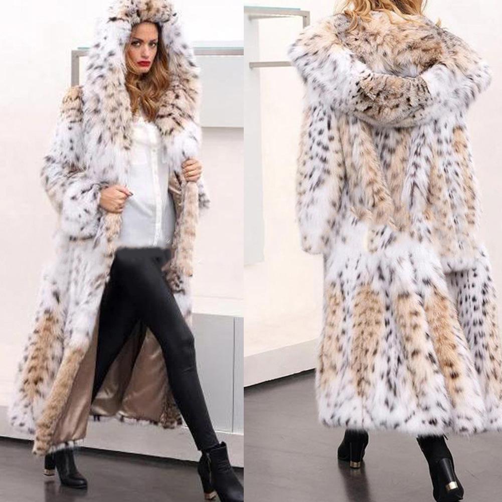 

Пальто из норки для женщин на осень и зиму 2025 года Удлиненное пальто из длинного меха с капюшоном для тепла S