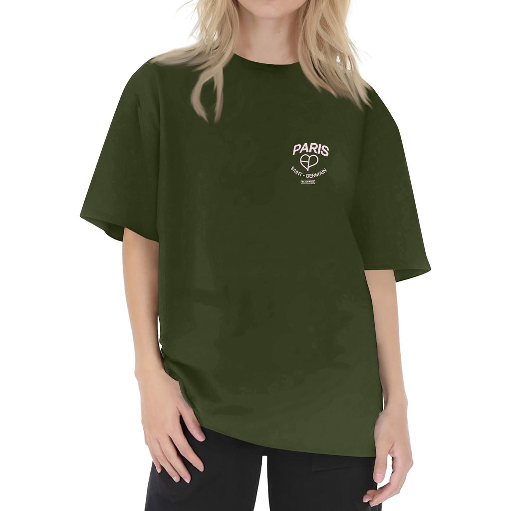 Women's Round Neck Printed Short-sleeved T-shirt Top