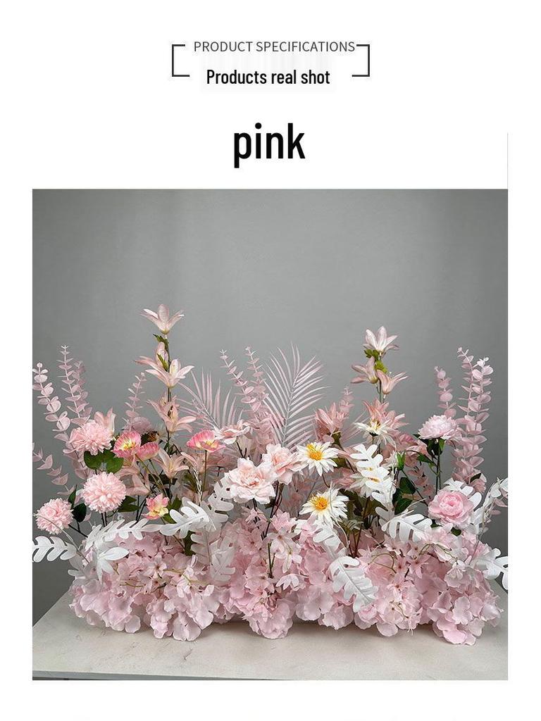 Wedding Floristry: Simulated Flower Scene Arrangement with Seven Optional Colors for T-Stage and Aisle Decoration