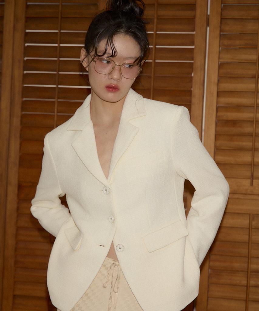Salon De Yohn Classic Tweed Jacket_ Ivory