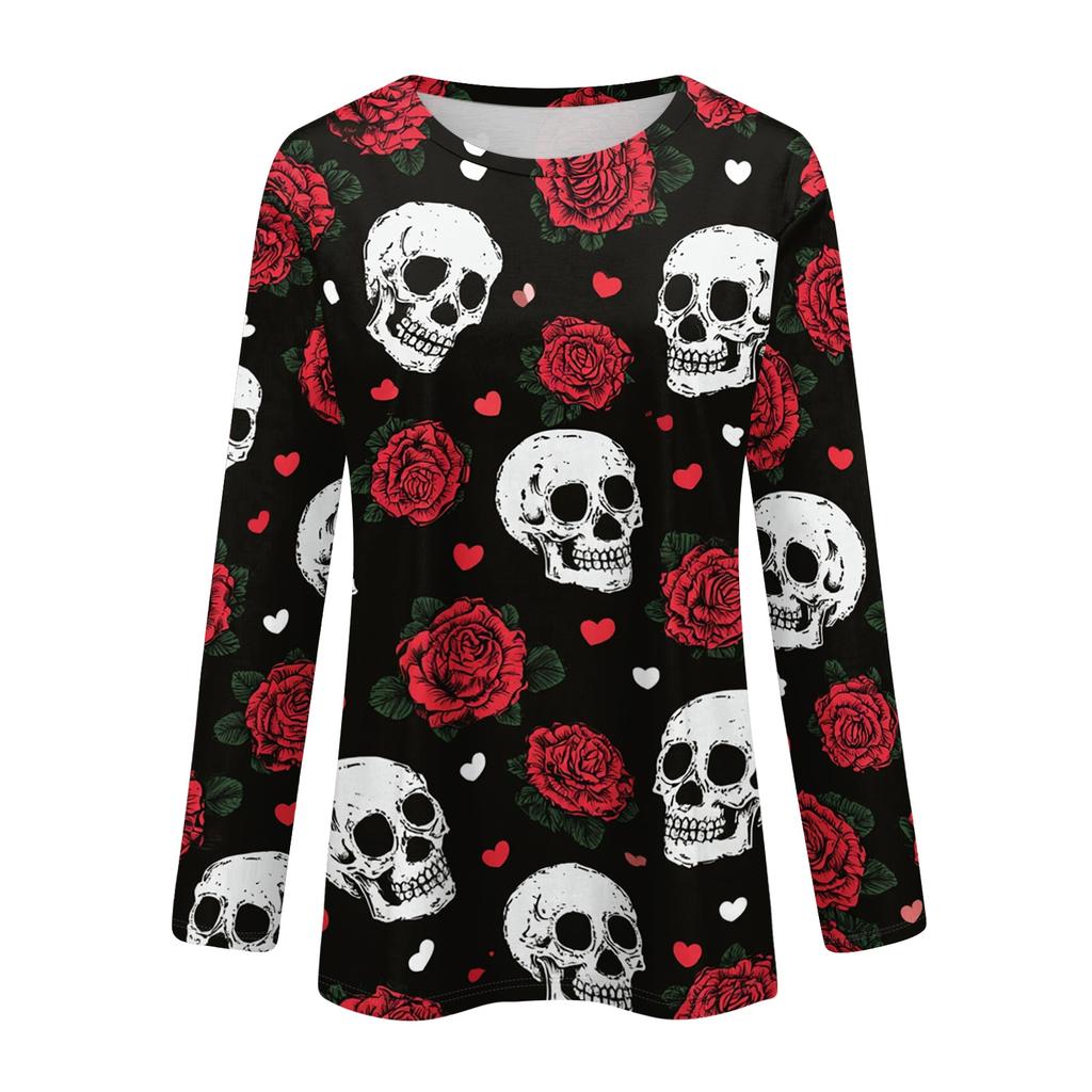 Women's Casual Long Sleeve Print Crewneck Top