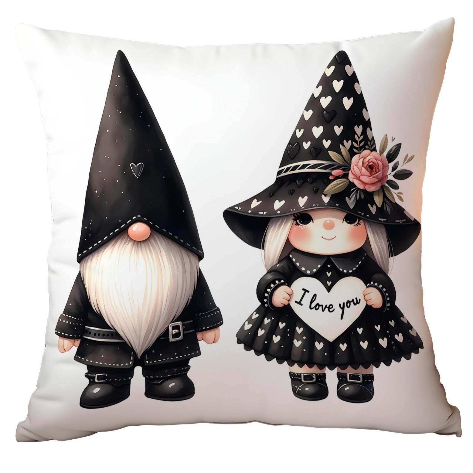 

New Valentine s Day Black Dwarf Couple Love Pillowcase Home Living Room Sofa Cushion Cover 45 * 45Cm