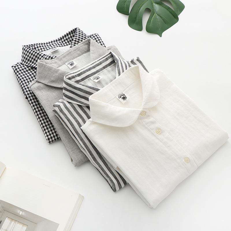 Japanese Minimalist Yuanbao Collar Double Layer Cotton Gauze Sleeveless Women's Shirt