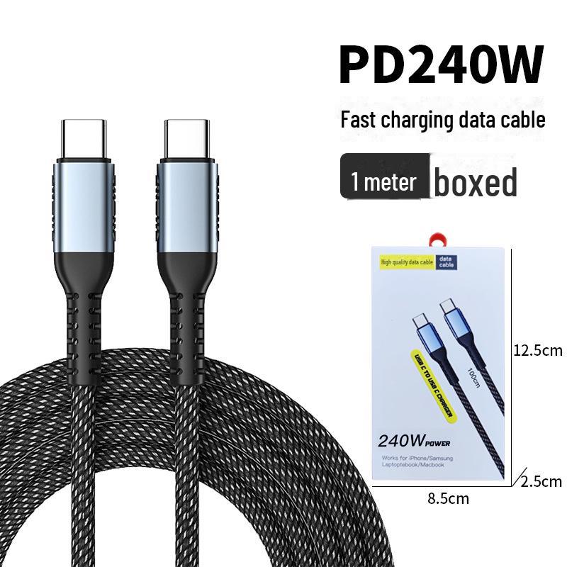 240W Kabel do szybkiego ładowania Type-C PD w oplocie do tabletów i urządzeń z szybkim ładowaniem Huawei/Xiaomi