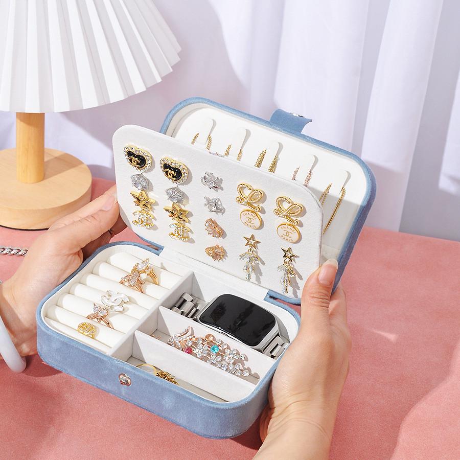 Minimalist Double Layer Jewelry Storage Box With Pu Leather For Home Organization