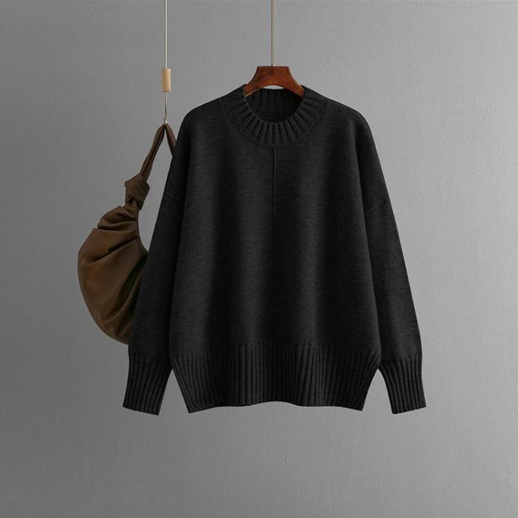 Women Casual Long Sleeve O Neck Diamond Knit Sweater Autumn Winter