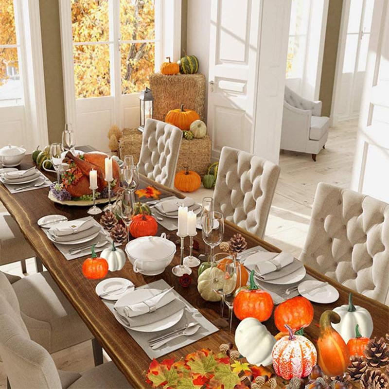 50pcs Artificial Pumpkin Maple Leaf Fall Decoration