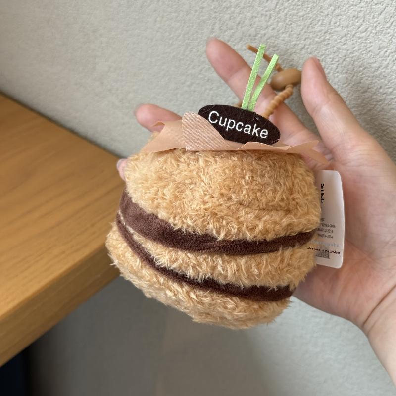 '12/20Cm Cute Food Cake Bag Charm Keychain Coffee Cheese Sandwiches Plush Dolls Toys Keyring Backpack Accessories Xmas Gifts