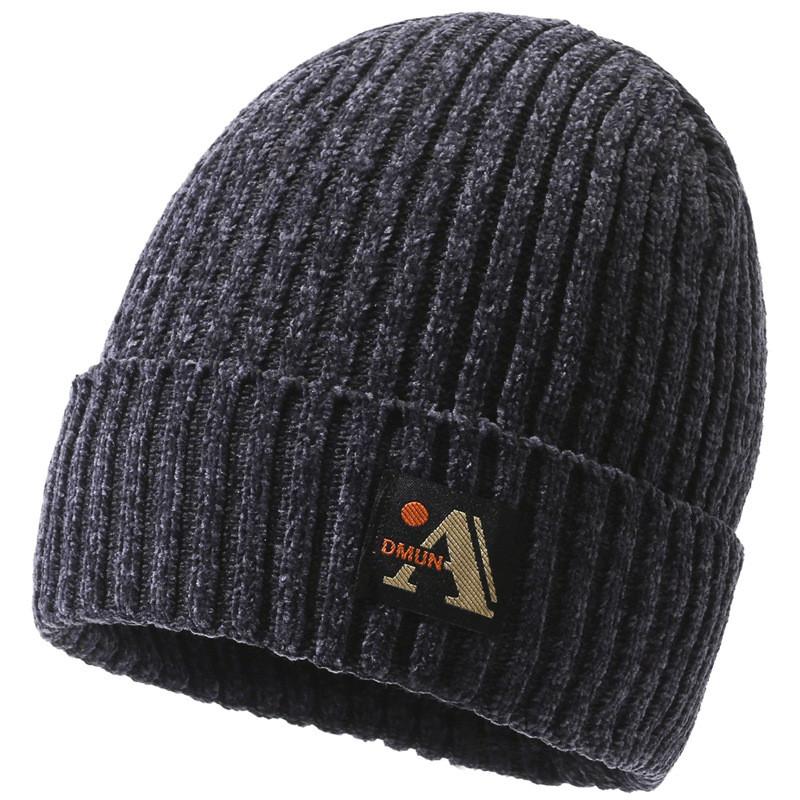 Letter A Printing Beanie Caps Solid Color Knitted Hat Windproof Fashion Gifts