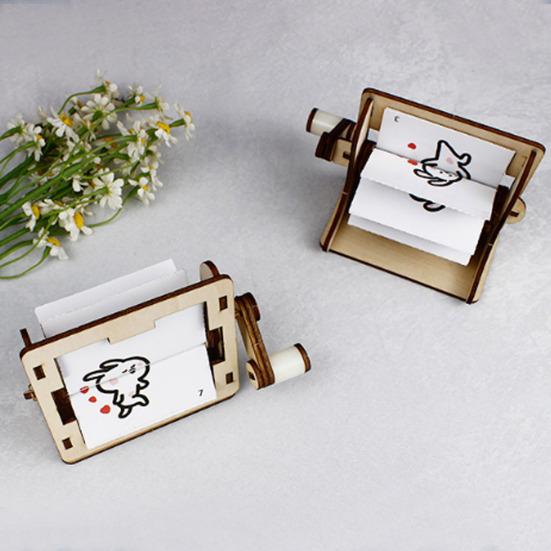 Hand Crank Animation Kit Toddlers Boys Girls Wooden Handmade Animation Machine Educational STEM Science Toy