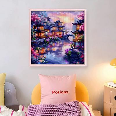 Full Embroidery Eco-cotton Thread 11CT Printed Pavilion Cross Stitch Kit Art