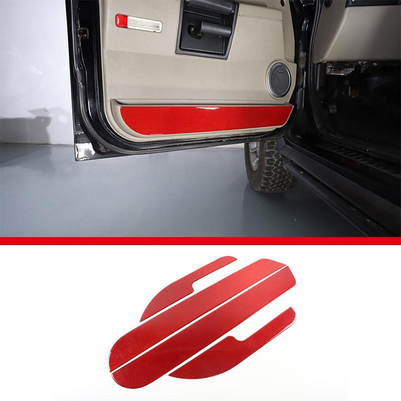 Red Soft Carbon Fiber Door Handle Steering Wheel Gear Shift Trim Cover Stickers Fit For Hummer H2 2003-2007 Interior Accessories