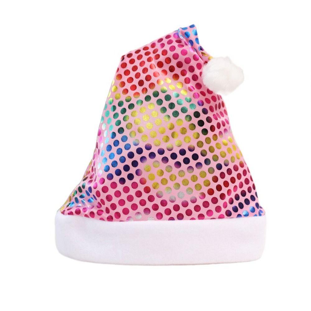 Printed Beads Christmas Hat Merry Christmas Decoration Plush Beanie Gift Santa Claus Hat  Party