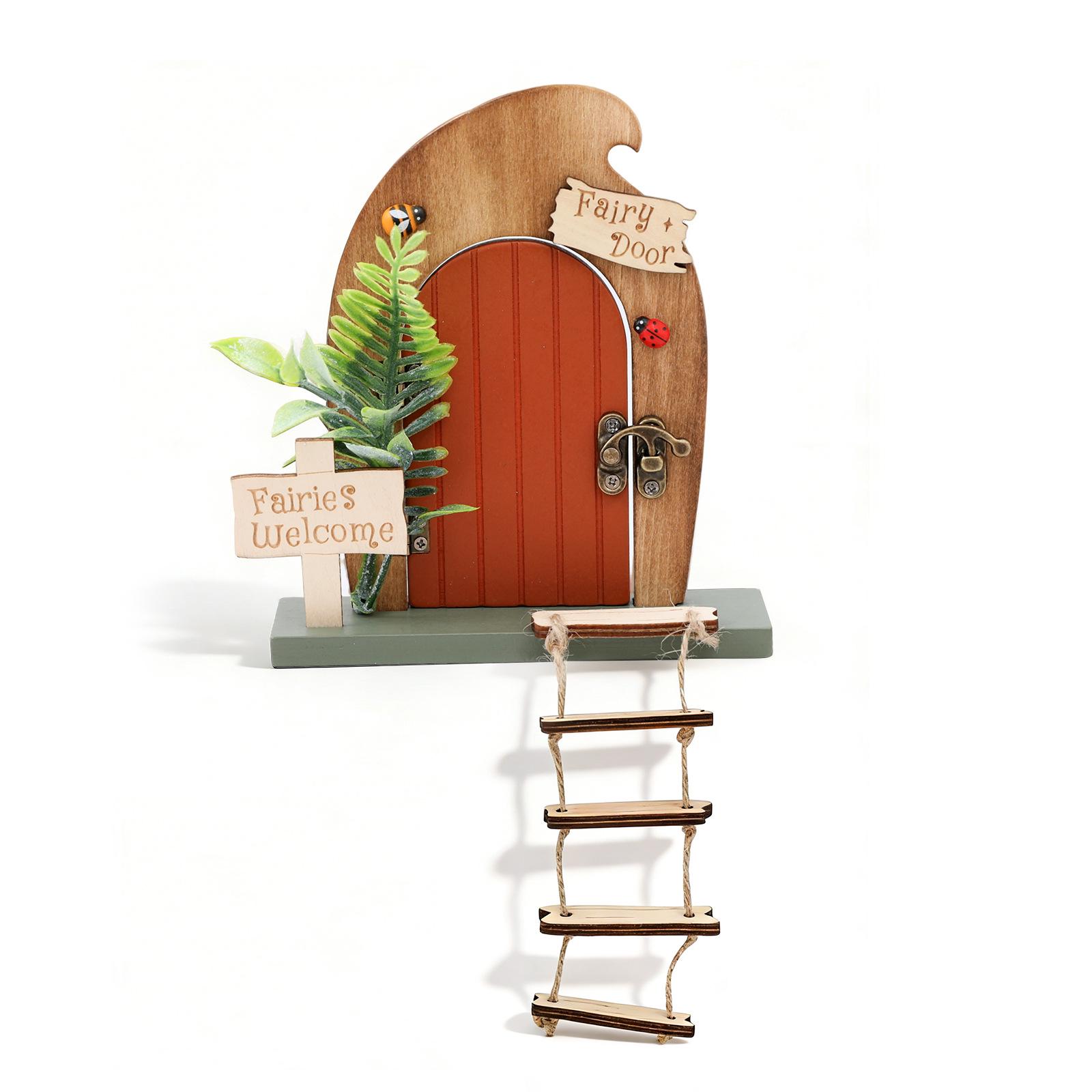 Скандинавская деревянная дверь для эльфа: Декоративная садовая фигурка для обучения.