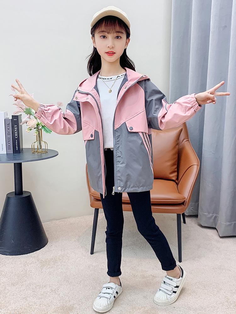 Girls' Spring 2026 Windbreaker: Hooded, Drawstring Jacket for Little to Large Children