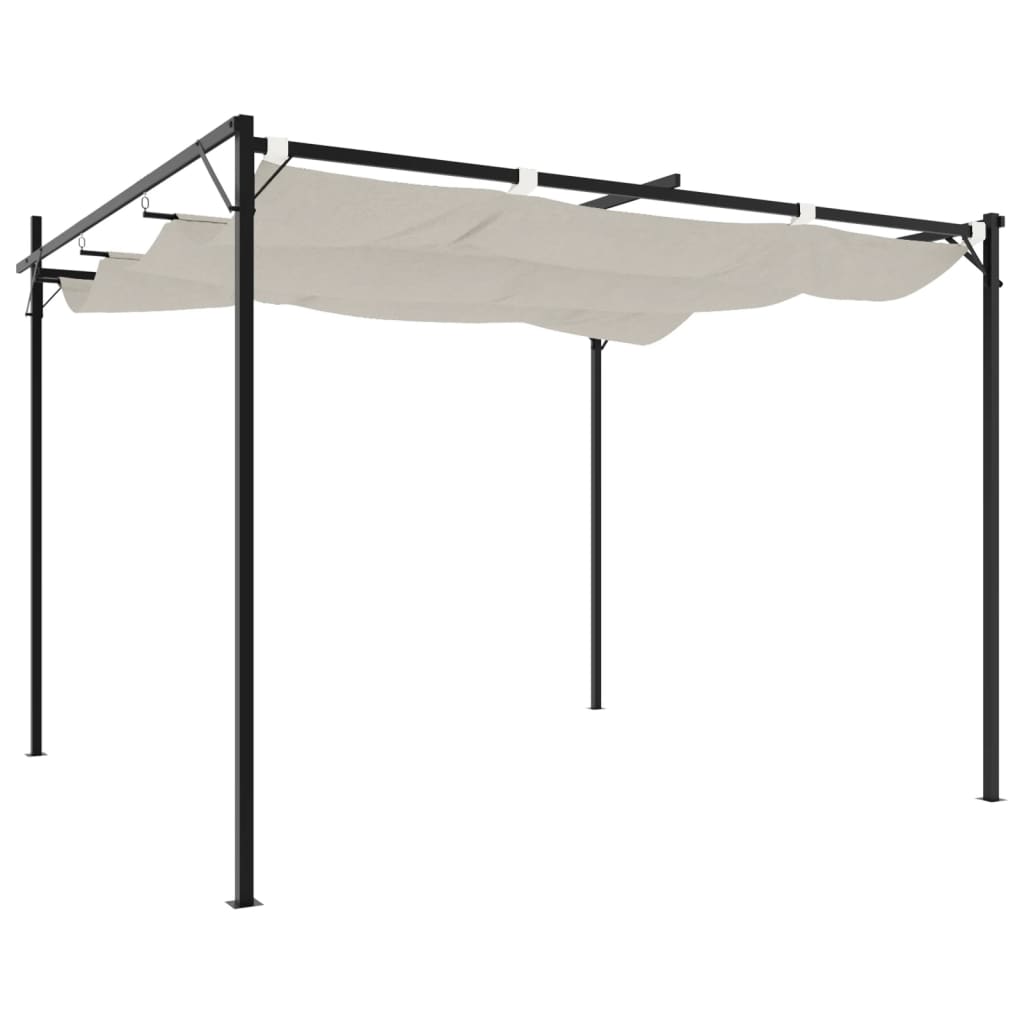 Pergola with Sliding Roof Cream 295 X 292 X 230 Cm
