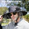 Outdoor Solar Fan Hat Neck Coverage Quickly Dry Fabric Hat Adjustable Sun Hat Sweat Absorbing Solar Fan Hat for Outdoor