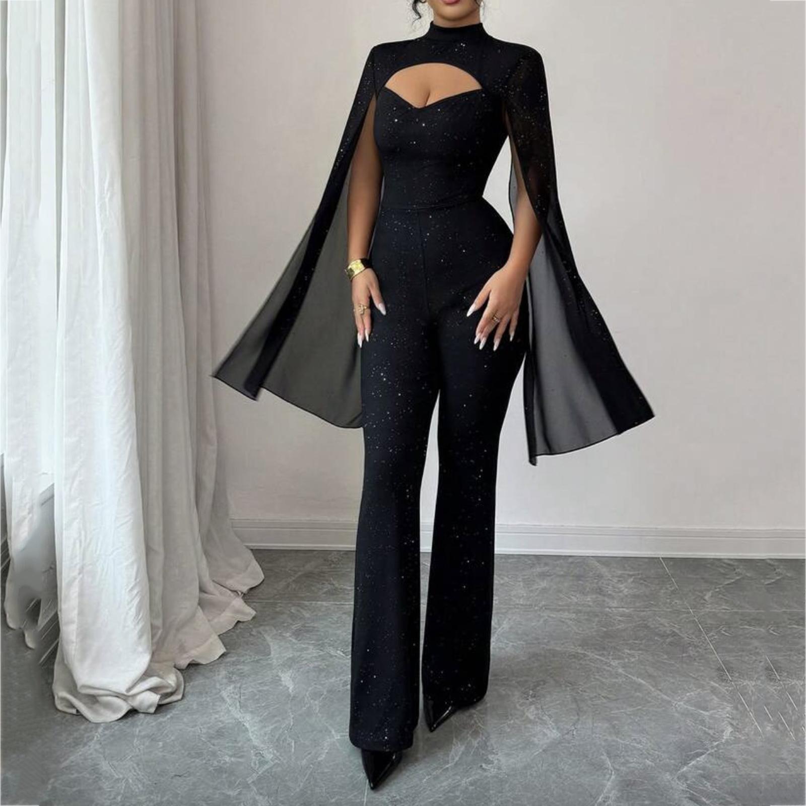 

Women s Casual Fashion Round Neck Ribbed Bodycon Jumpsuit XXL чорний