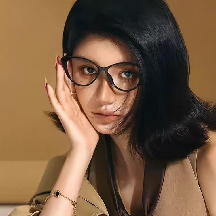 Women's Retro Large Cat Eye Blue Light Blocking Glasses - Versatile Korean Style