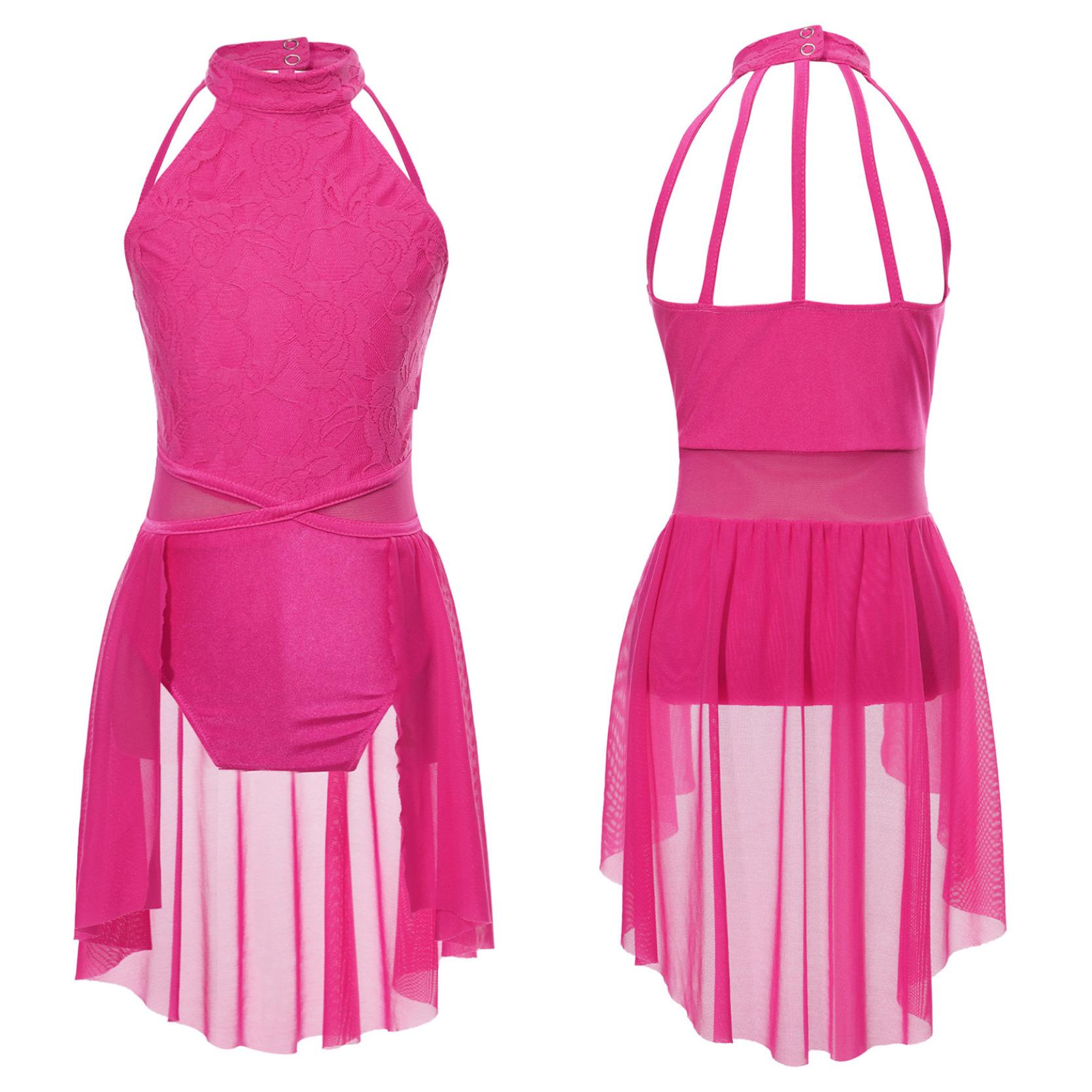 

Детское гимнастическое танцевальное платье без рукавов для девочек, купальник в стиле пэчворк с неровным подолом, танцевальная одежда, костюм 13-14 Years