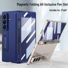 Samsung Z Fold7 Magnetic Solid Color Flip Case with Pen Slot and Stand