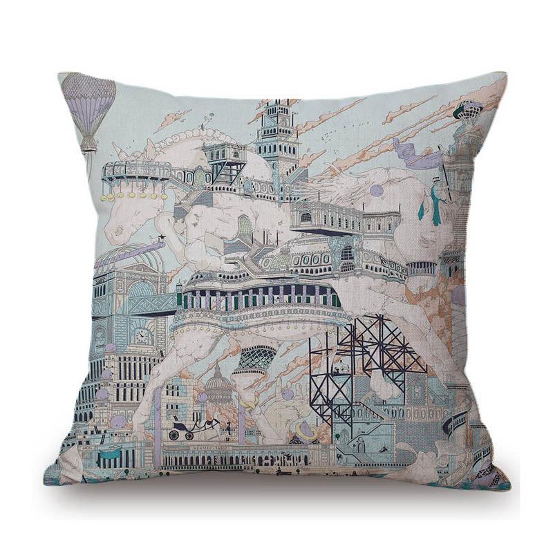 Luxury Classic Flower Pattern Elephant Animal Decorative Cotton Linen Sofa Pillow Cover Modern Aesthetic Art Cushion Cover Case