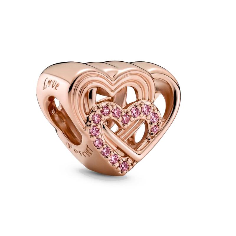 New Authentic Copper Rose Gold Lock An Arrow Through The Heart Charm Suitable For Authentic Wrist Bracelet Accessories Women Jewelry