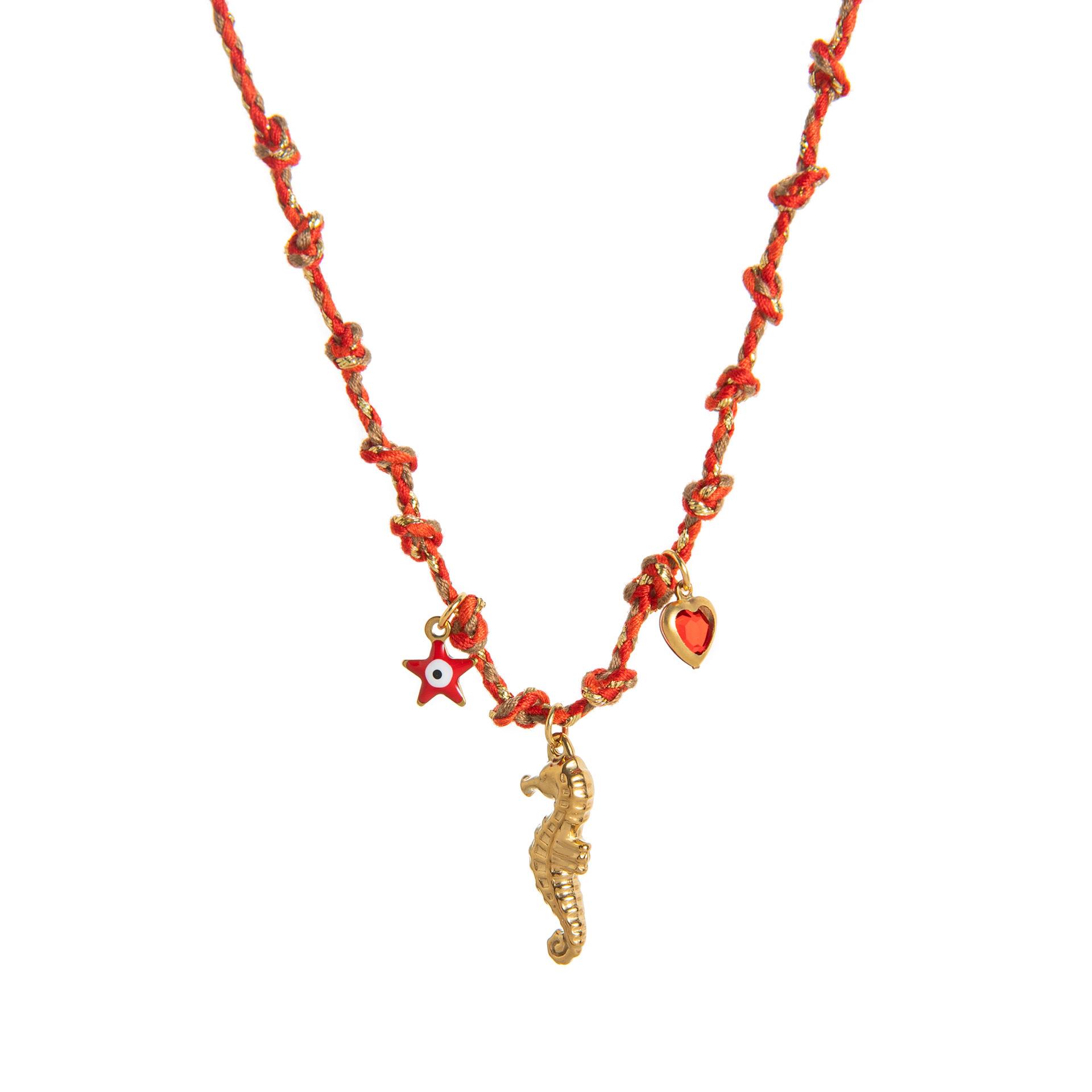 Original Design Dopamine Necklace: Ocean Series Pendant with Colorful Rope, Handmade Fashion Jewelry in Copper.